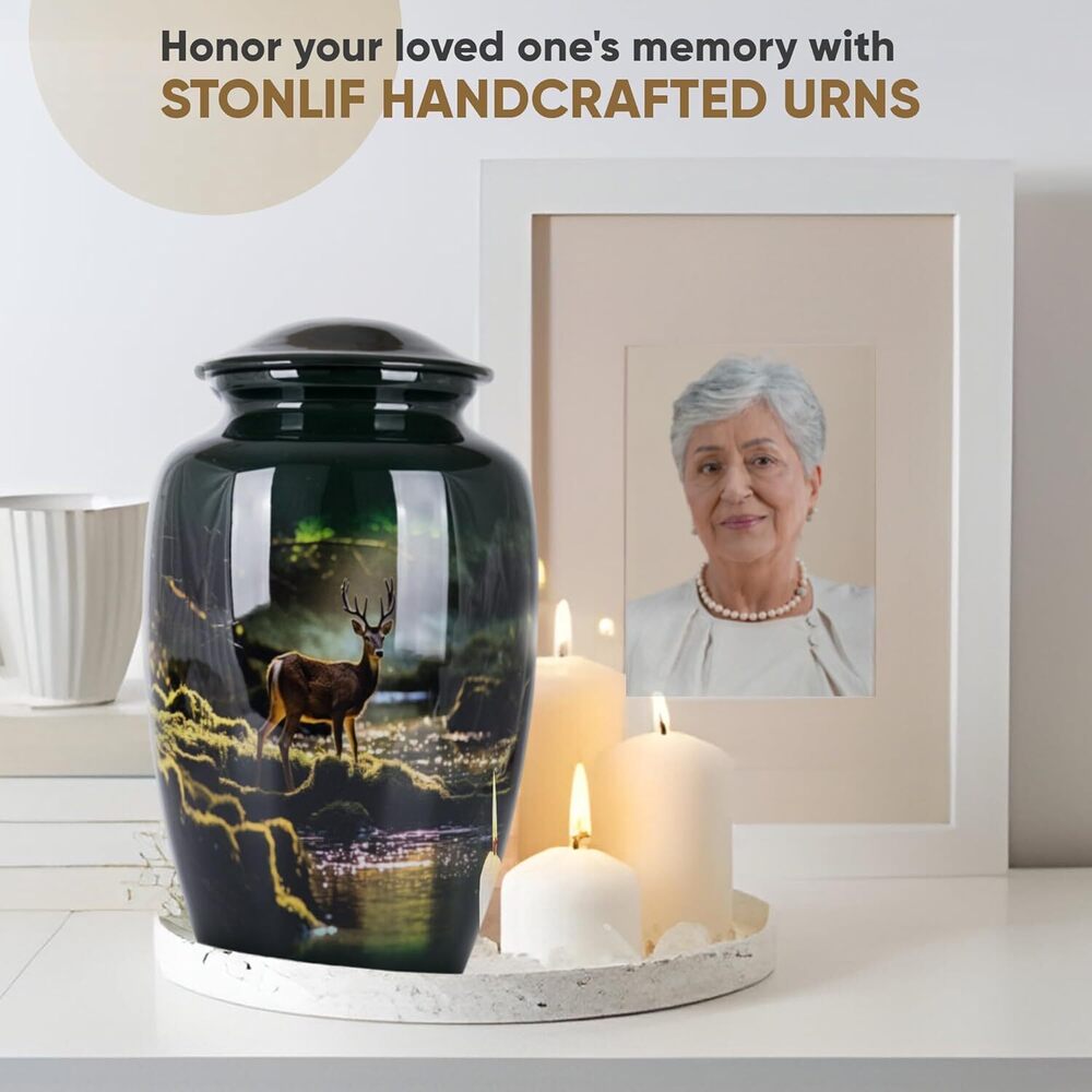 Deer Printed Metal Adult Cremation Urn for Human Ashes Funeral Adult Urns Wholesale Supplies