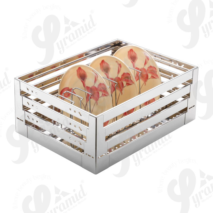 Modular Thali Kitchen Basket - Stainless Steel, 14-24 Inch Width X 20-24 Inch Depth X 8 Inch Height | Eco-friendly, Uv Resistant, Heavy Folding Design, Compact & Elegant Storage Solution