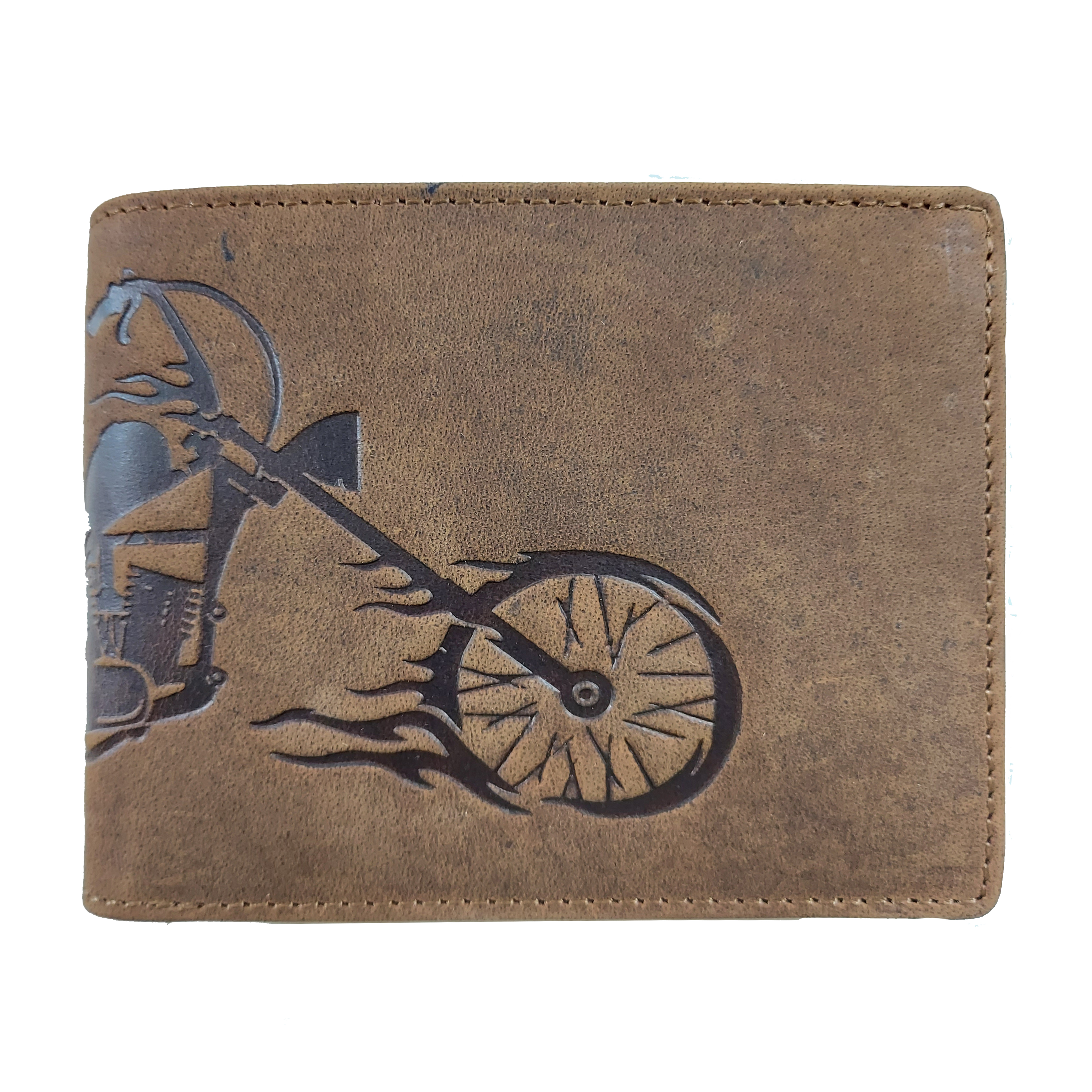 Vintage Biker-Embossed Leather Wallet