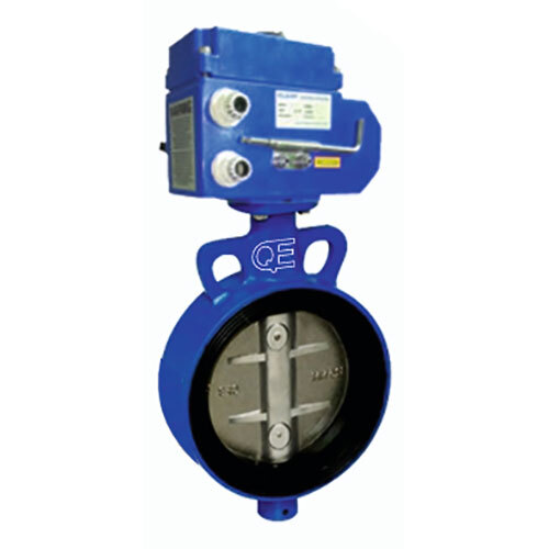 Electric Actuator Operated Butterfly Valve - Color: Blue