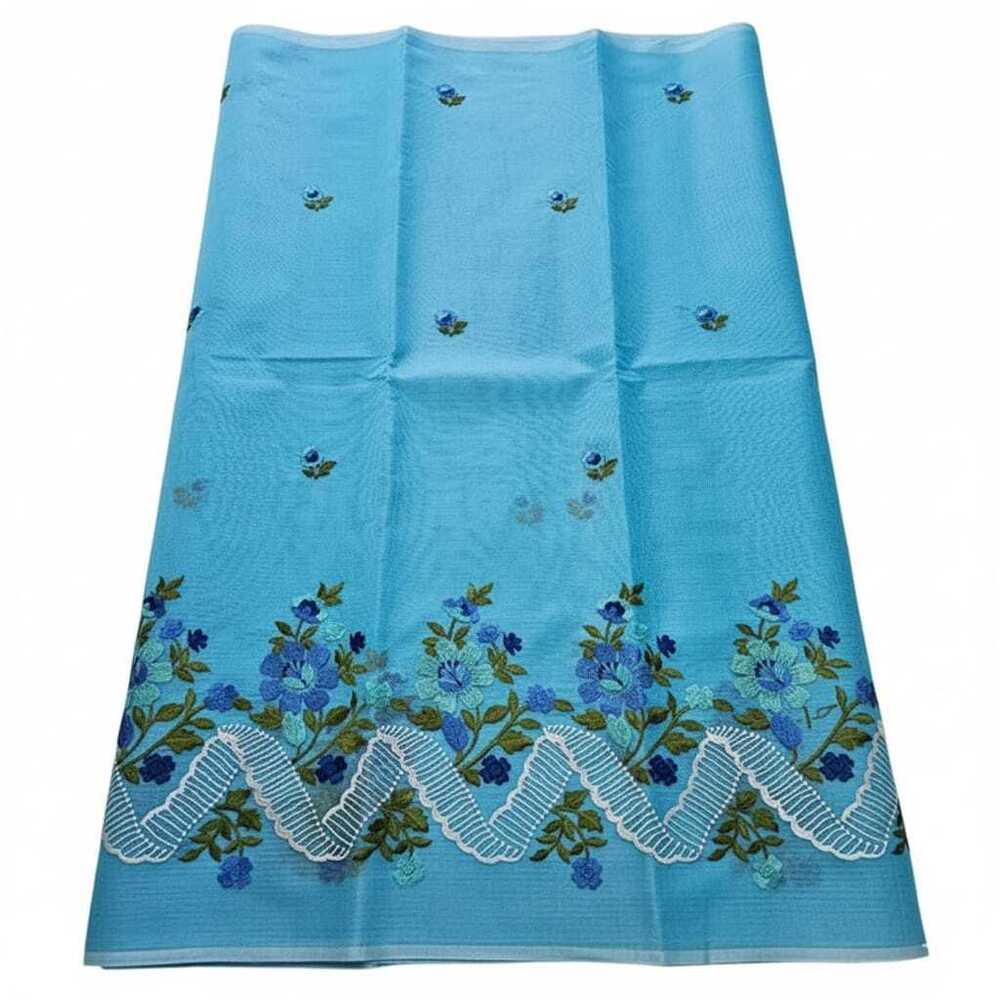 Blue Cotton Embroidery Saree - Color: Different Available