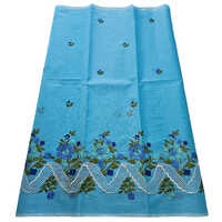 Blue Cotton Embroidery Saree