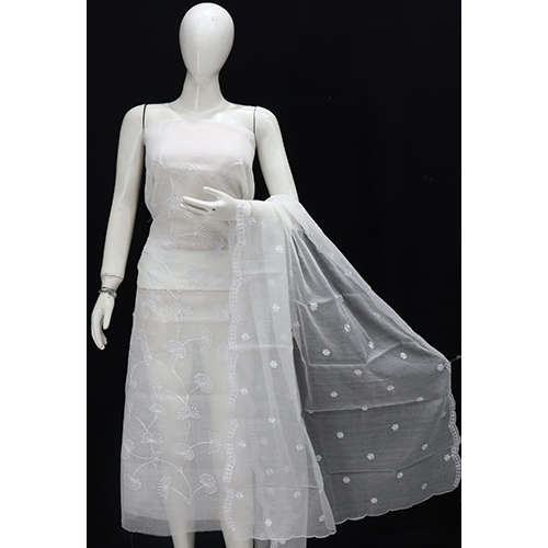 Kota Doria Embroidered Dress Material Suit