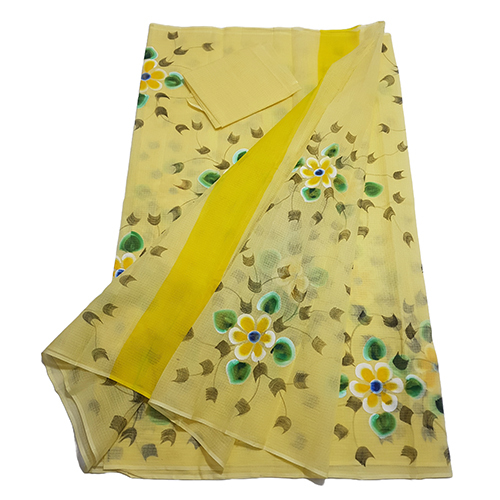 Fancy Kota Doria Brush Painting Saree