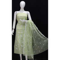 Fancy Kota Doria Embroidered Dress Material Suit - Color: Different Available