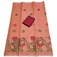 Ladies Kota Doria Cotton Embroidery Saree - Color: Different Available