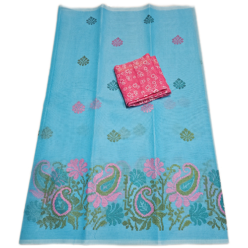 Ladies Fancy Kota Doria Cotton Embroidery Saree