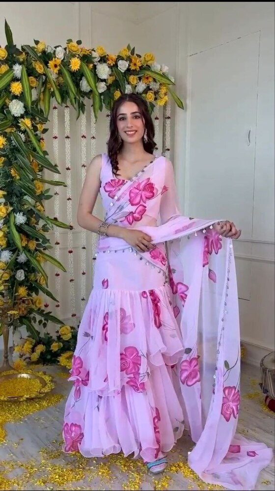 Ruffle Lehenga Saree