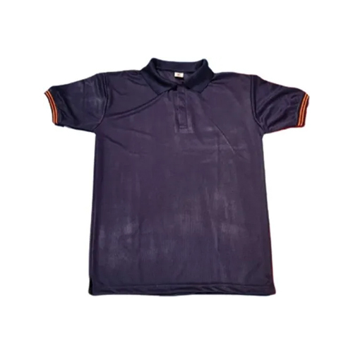 Mens Blue Polo Neck Cotton T Shirt - Feature: Lightweight