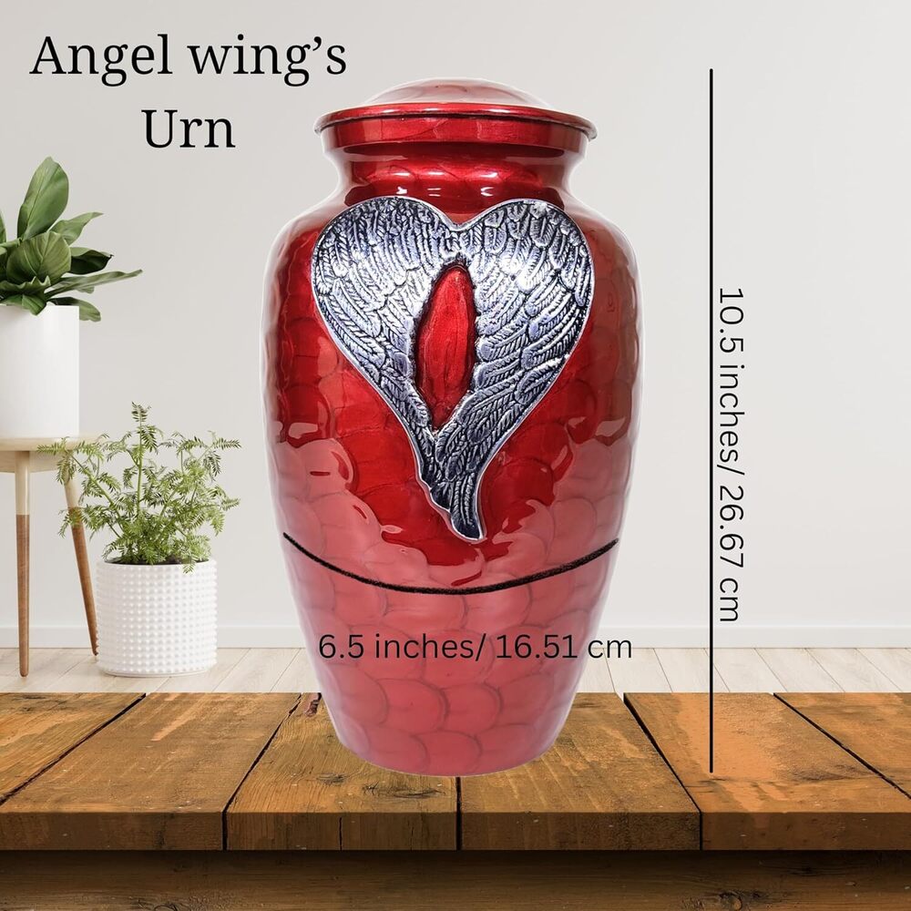 Heart Engraved Metal Funeral Cremation Urn for Male & Female Ashes