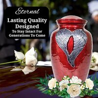 Heart Engraved Metal Funeral Cremation Urn for Male & Female Ashes