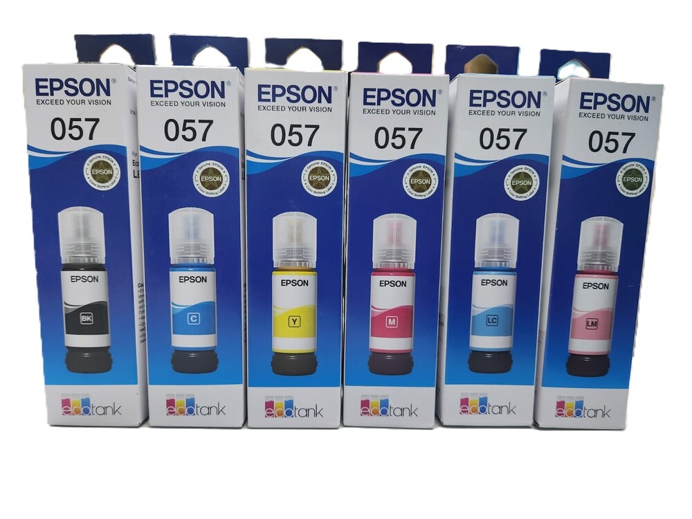 EPSON 057 Ink Bottle ink cartridge L8050 L18050 L8150W Printers  (C/M/Y/Bk/LC/LM) (Pack of 6)