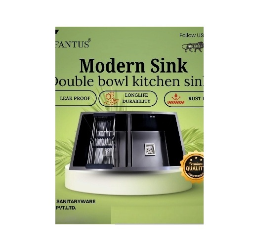 Black Handmade Kitchen Sink - Material: Stainless Steel