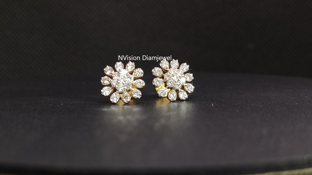 Natural Diamond Flower Petal Earrings