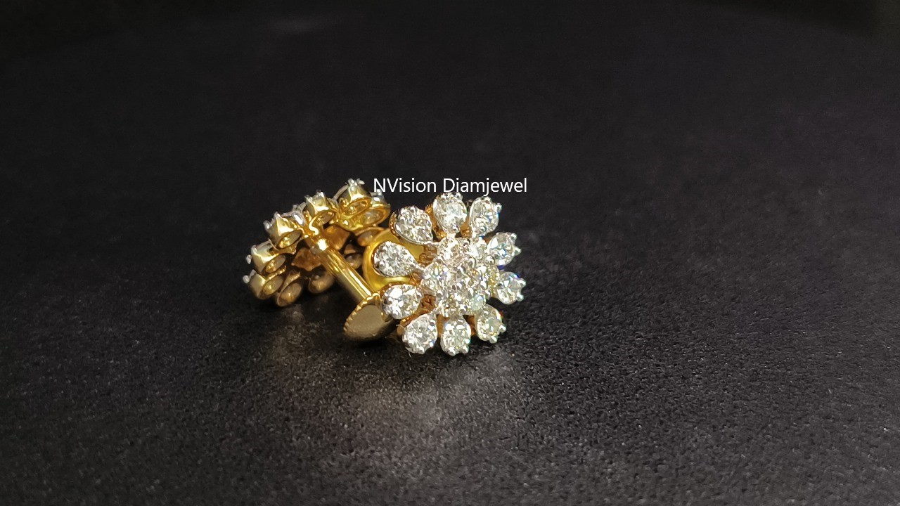 Natural Diamond Flower Petal Earrings