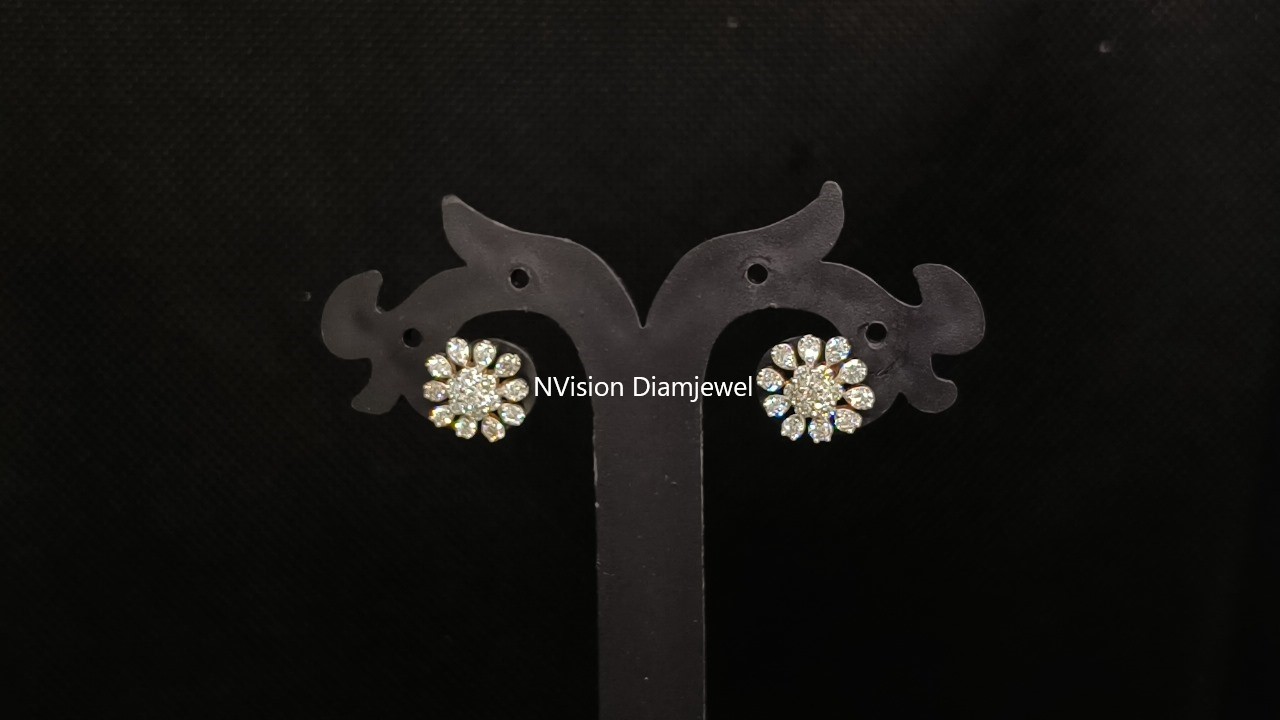 Natural Diamond Flower Petal Earrings