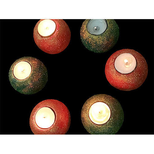 Concrete Ball T- Light Holder - Material: Beeswax