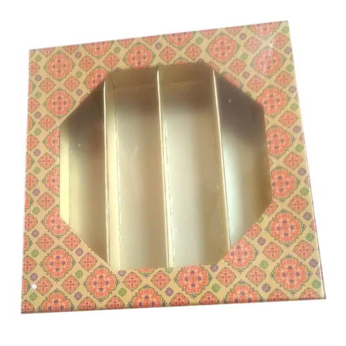 Cardboard Window Box - Sturdy Cardboard, 8 x 8 Inches, Orange and Golden Color, Customizable Shape and Finish | Perfect for Gifts and Crafts Packaging