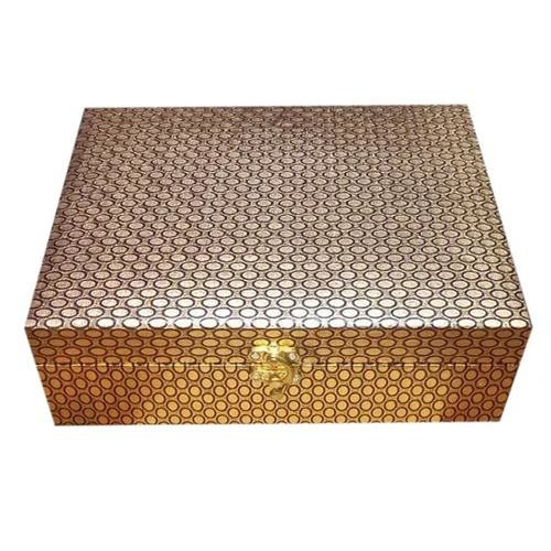 Cardboard Corporate Gift Box - Corrugated Board, 6 x 10 Inches, Golden Color, Glossy Finish, Customizable Style for Corporate Gifting