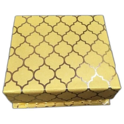 MDF Wedding Gift Box - Cardboard, 5x5x2 Inches, Golden Color | Customized Size & Style, Square Shape, Ideal for Gifts & Crafts