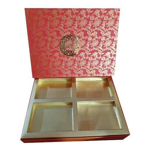 4 Compartment Gift Box - High-Quality Cardboard, Glossy Finish, Rectangular Shape | Eco-Friendly, Customizable Style for Gifts & Crafts