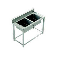 Two Sink Unit - Stainless Steel, 48"x24"x34"+6 , Silver Finish, 1-year Warranty On Quality