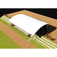 Stadium Tensile Structure - Pu And Pvc Panels, Steel Roof, White Finish | Stylish Outdoor Shading For Hotels And Restaurants With Sliding Windows
