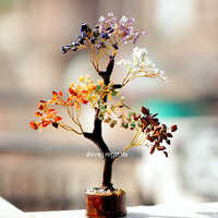 300 Beads Sevan Chakra Tree - Stone, 9-10 Inch Height, 3-4 Inch Width | Light-weight, Coated Finish, Multiple Sizes & Colors Available