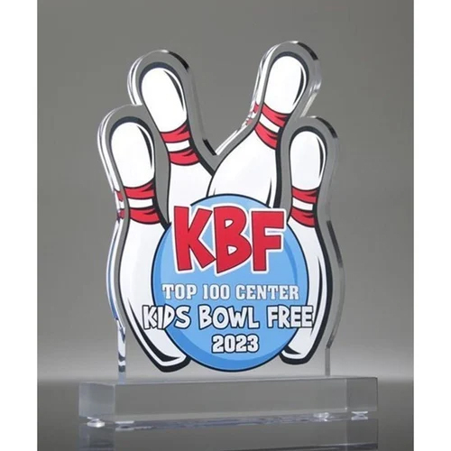 Bowling Cut Out Crystal Award Trophies - Size: 6 X 8 Inch (L X W)