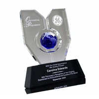 Blue Globe Crystal Award - Size: 6 X 8 Inch (l X W)