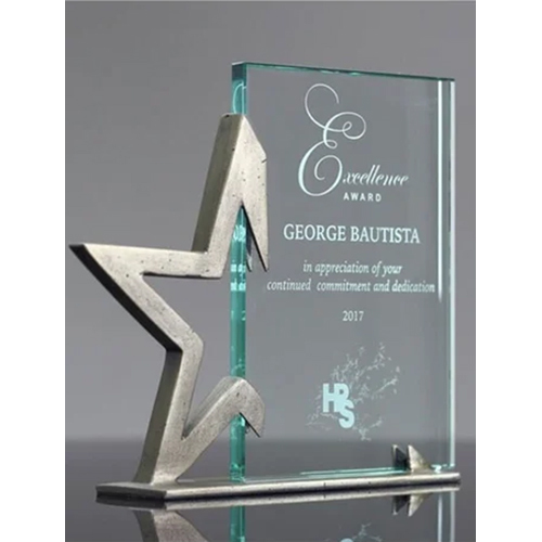 Silver Star Crystal Award Trophies