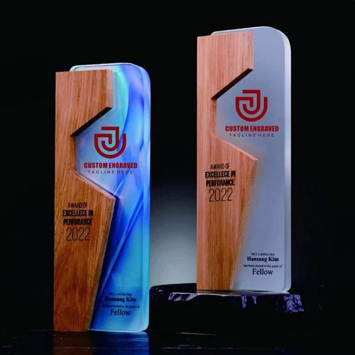 Crystal Wood Combination Trophies - Color: Various Colors