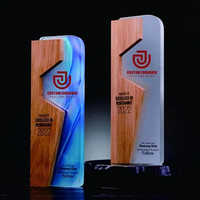 Crystal Wood Combination Trophies - Rectangle Size, Various Colors | Sport Trophy Award With Elegant Design