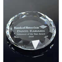 Round Diamond Crystal Paper Weight - 3.5 X 3.5 Inch | Exquisite Crystal Material Ideal For Corporate Gifts And Elegant Desk Accessories