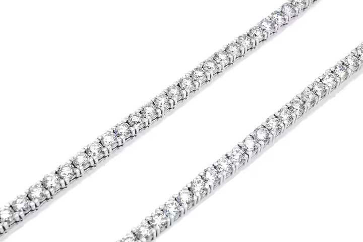 925 Sterling Silver Micro Clustered Tennis Chain Vvs 5 Pointer Labgrown Diamond Link Chain - Color: D-e