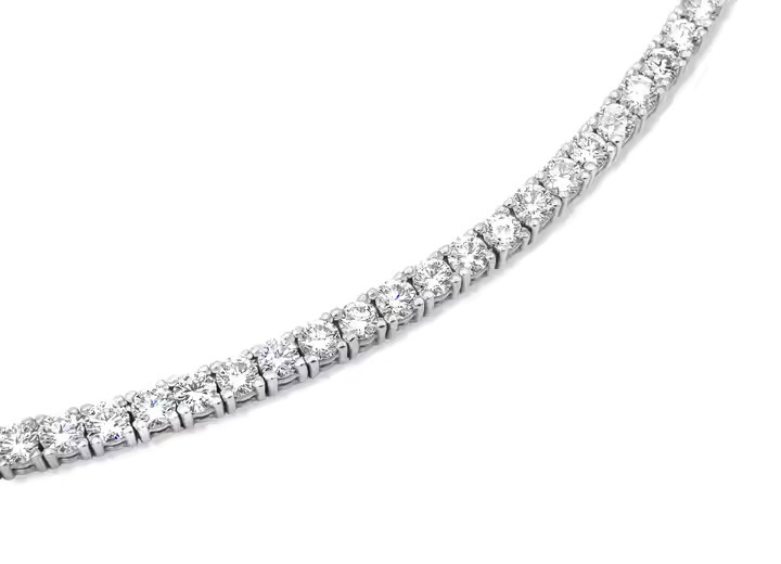 925 Sterling Silver Micro Clustered Tennis Chain Vvs 5 Pointer Labgrown Diamond Link Chain - Color: D-e