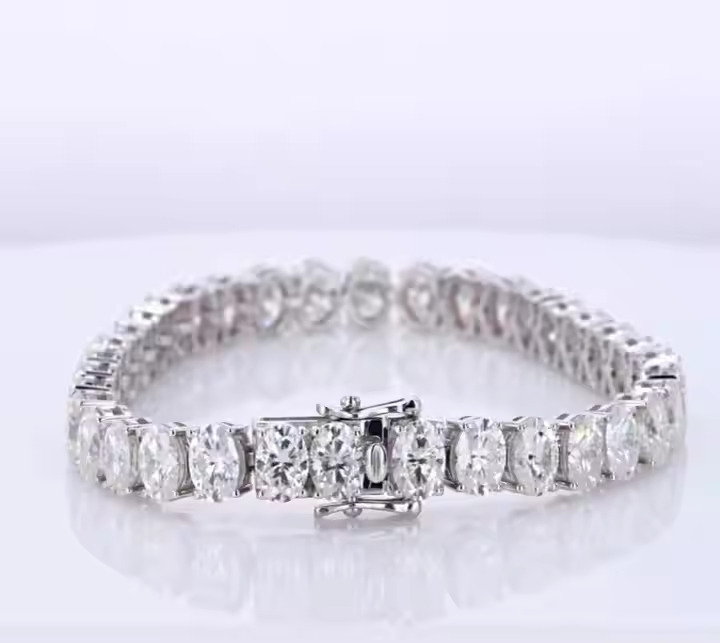 925 Moissanite Sterling Silver Oval Shape Bracelet Diamonds Tennis Bracelet For Diamond Moissanite Bracelet