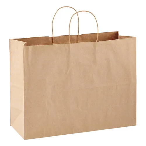 Paper Shopping Bag - Different Sizes, Classic Brown Color, Durable Flexiloop Handle, Customizable Designs for Branding