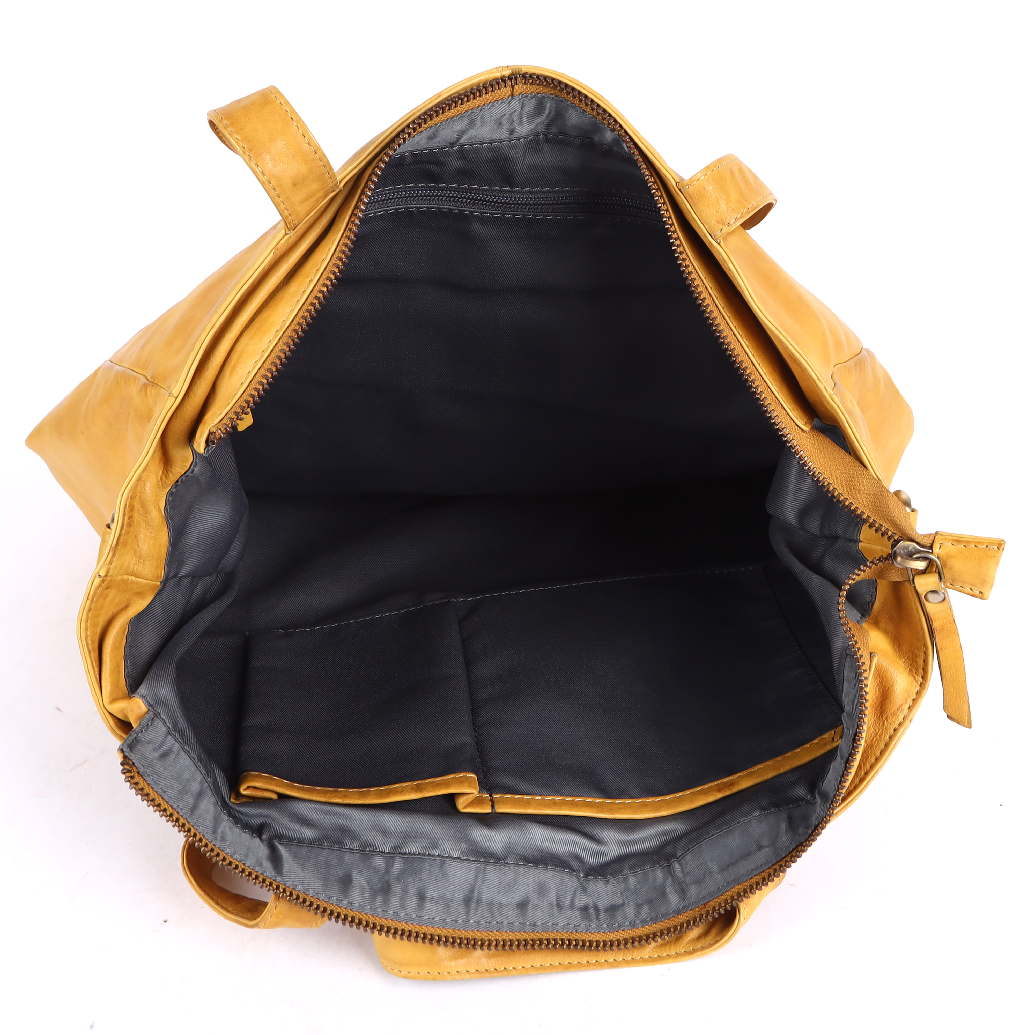 Hand-Woven Leather mustard Tote Bag