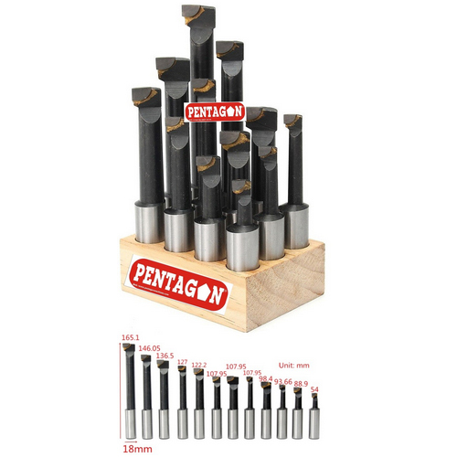 Pentagon Borning Bar Set of 12 Pcs Bar Shank Dia 18mm for 3inch Borning Head Carbide Milling Tool