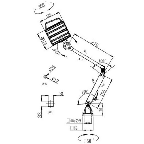 Halogen Machine Lamp Adjustable for Milling Machine