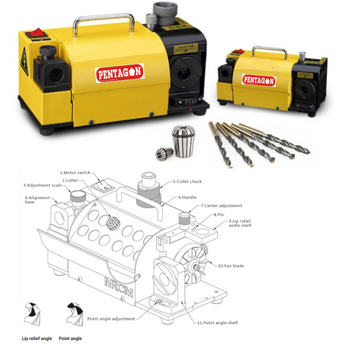 Pentagon Drill Bit Grinder Or Re-Sharpener-Pr-20C - Color: Yellow