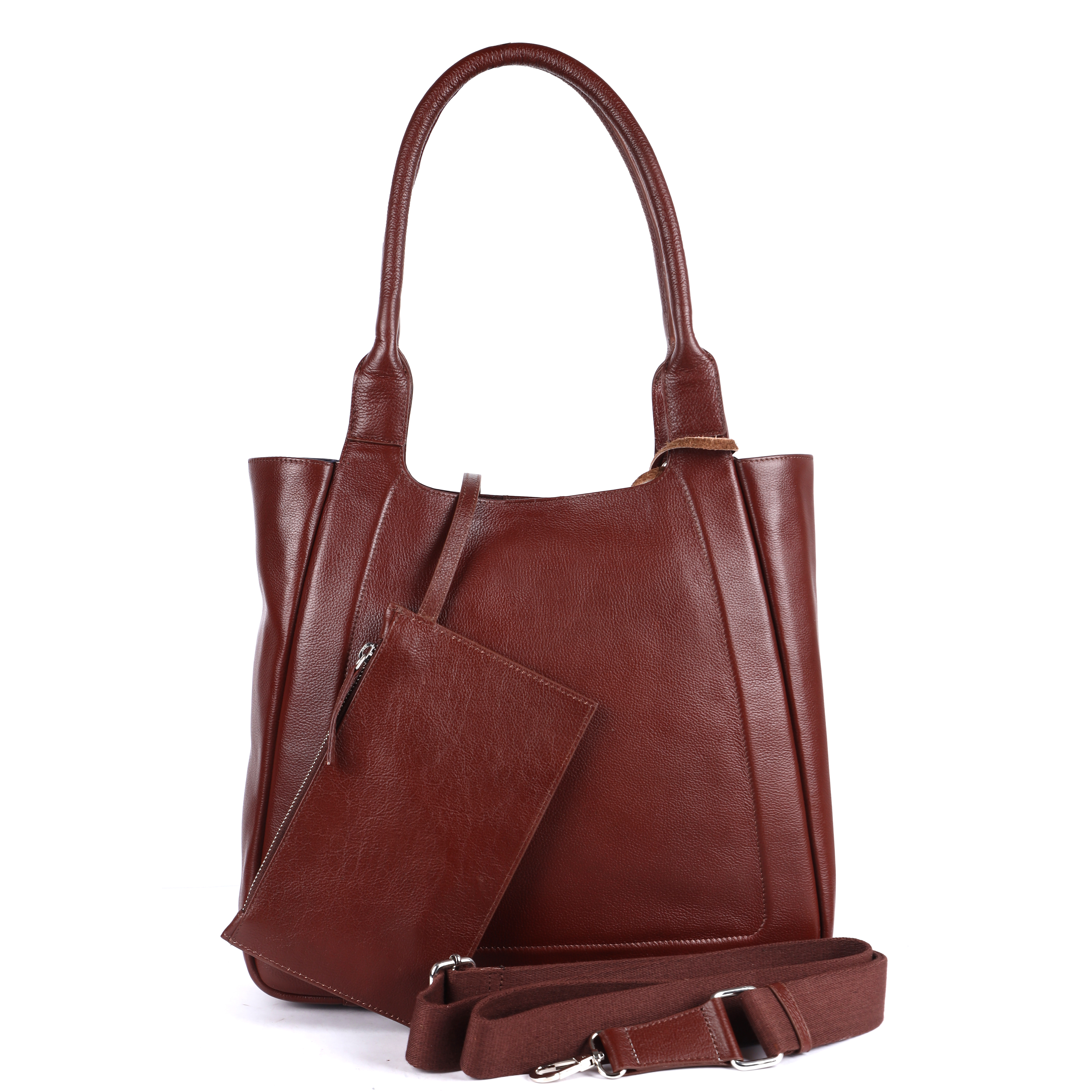 Premium Brown Leather Everyday Carry Handbag - Gender: Women