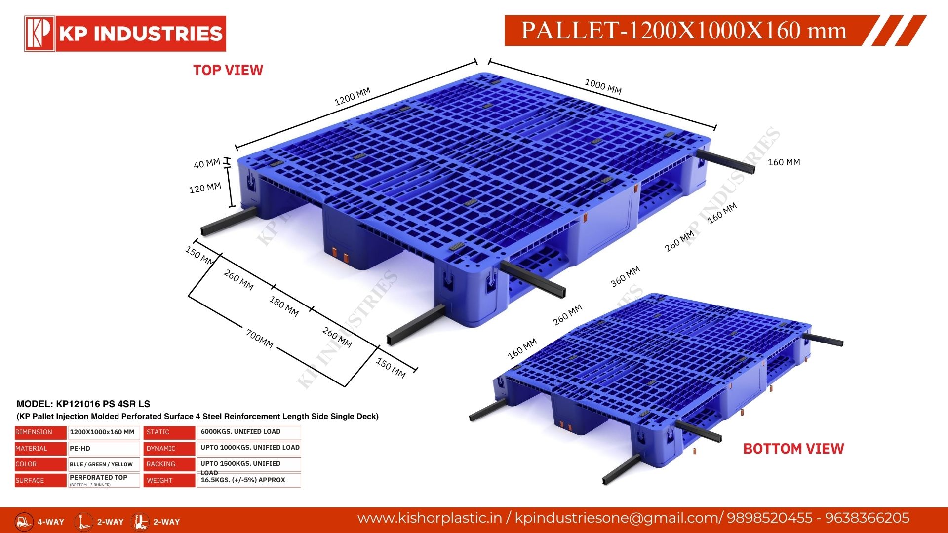 Plastic Pallets  1210160lw - Color: Multicolor