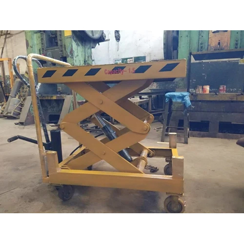 Manual Hydraulic Scissor Lift Table - Strong & Durable, 1.5m Lifting Height, Yellow Color, Versatile Sizes, Hydraulic Power Source