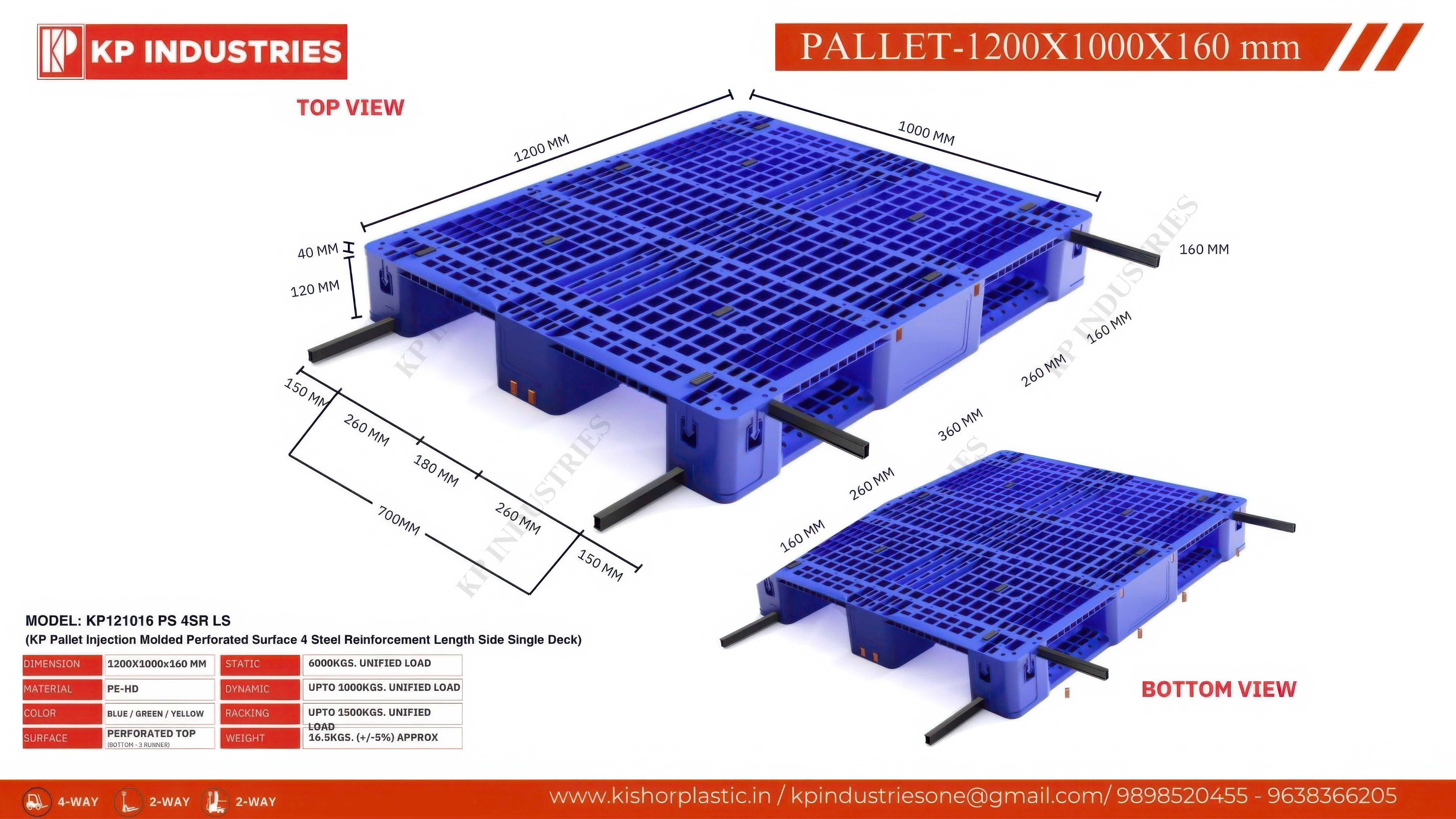 Plastic Pallets 1210160lw - Color: Multicolor