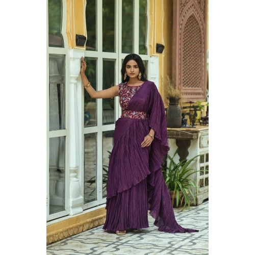 Crush Chinon Saree - Color: Different Available