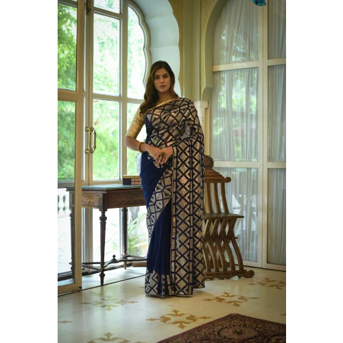 Blue Georgette Saree