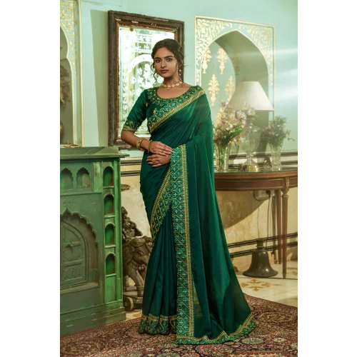 Green Vichitra Silk Saree