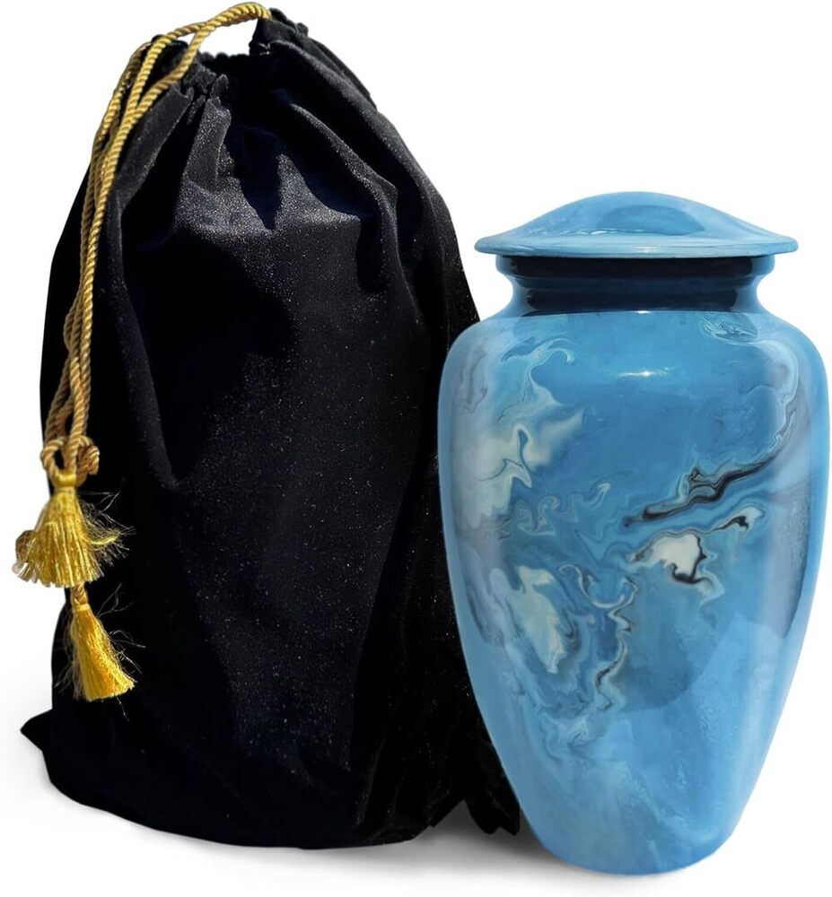 Blue Marble Shading Metal Cremation Urn for Adult Ashes Funeral Urns Manufacturer